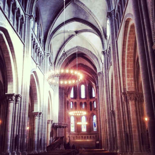 The inside of the cathedral is rather stark. The pre-Reformation ornamentation is gone, “reformed” away under Jean Calvin’s instruction. Calvin preached here regularly until his death.